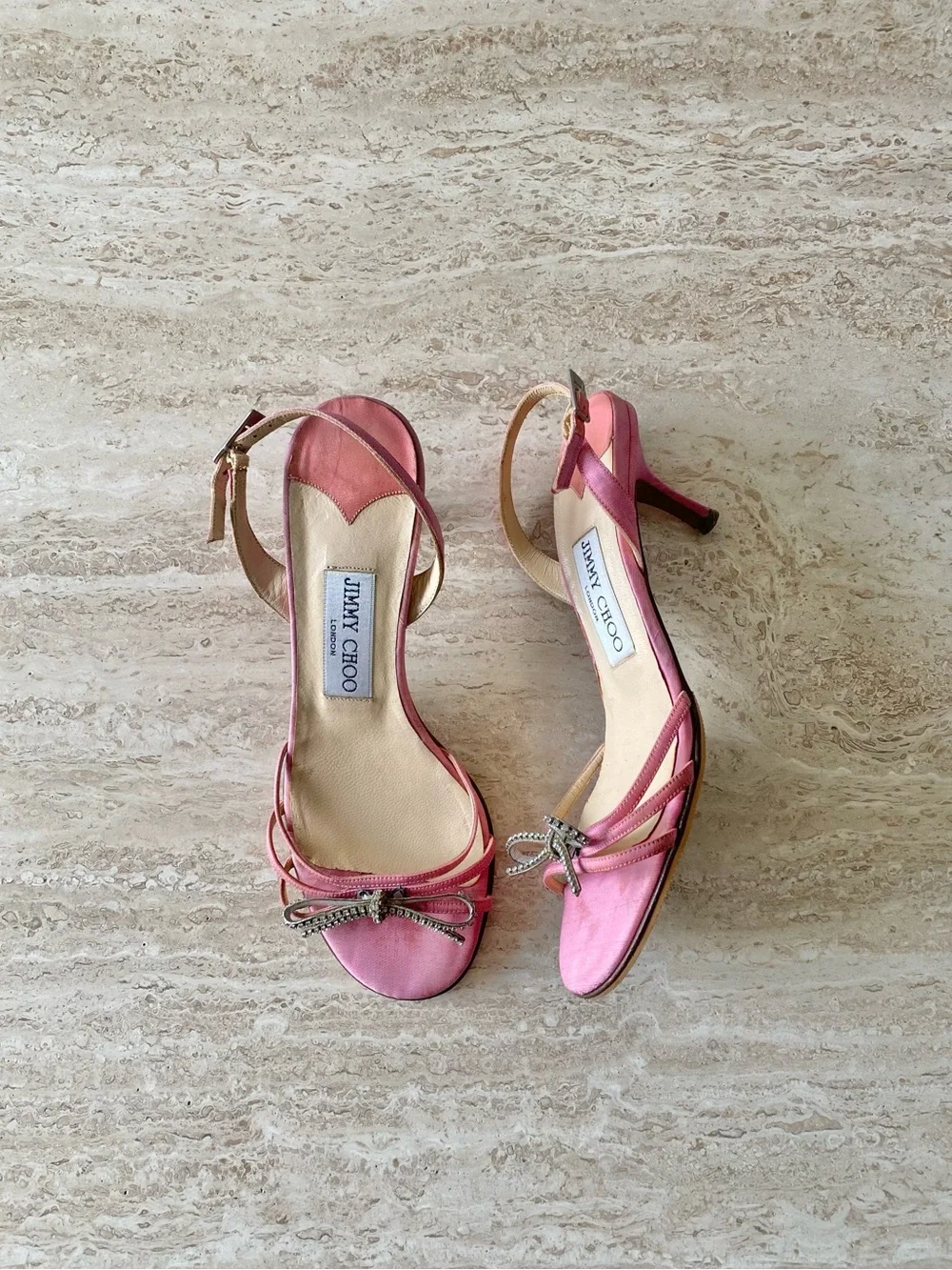 Vintage Jimmy Choo Crystal Bow Slingback Sandal Heels - Picture 1 of 11